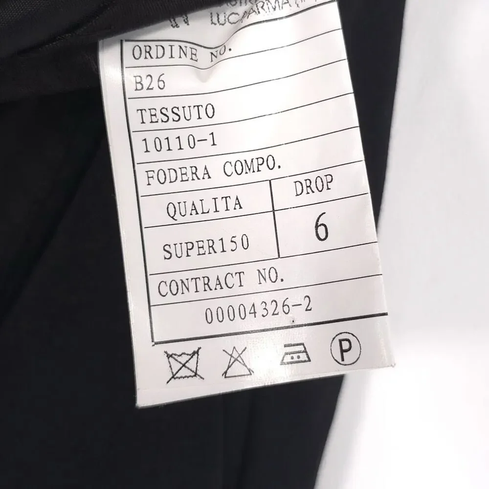 Byron Luca di Marco Men’s Dress Pants Size 52 US 34x31 Black 100% WOOL 150’s B0P